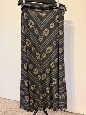 Mossimo Supply Co. Black Maxi Skirt with Teal Pink and Mustard Stripes